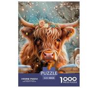 Highland Cattle 1000 Pieces Jigsaw Puzzles For Adults Challenging Game Stress Relieving Entertainment Cultivate The Spirit of Teamwork for Men, Women, Elders, Seniors 38x26cm/1000pcs