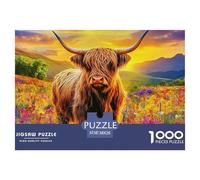 Highland Cattle 1000 Pieces Jigsaw Puzzles For Adults Educational Games Stress Relieving Entertainment Cultivate The Spirit of Teamwork for Men, Women, Elders, Seniors 38x26cm/1000pcs