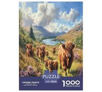 Highland Cattle 1000 Pieces Jigsaw Puzzles For Adults Educational Games Stress Relieving Entertainment Cultivate The Spirit of Teamwork for Family Decorations 38x26cm/1000pcs