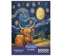 Highland Cattle 1000 Pieces Jigsaw Puzzles For Adults Family Challenge Toys Stress Relieving Entertainment Cultivate The Spirit of Teamwork for Family Decorations 38x26cm/1000pcs