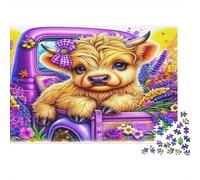Highland Cattle 1000Pc Jigsaw Puzzles for Adults | Sustainable Calf Truck Blooms Challenging & Educational Game 70x50cm/1000pcs