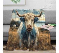 Highland Cattle 3D Throw Blankets Microfiber Soft Cozy Flannel Fleece Blanket Sport Fluffy Fuzzy Couch Sofa Warm Décor for Kids Teens Adults 80x90inch(200x230cm)