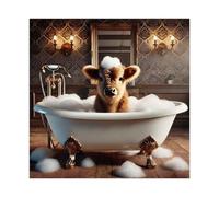 Highland Cattle Bath Time Bathroom Poster Canvas Poster Bedroom Decor Landscape Office Room Decor Gift 24x24inch(60x60cm)