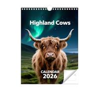 Highland Cattle Calendar - 28cm Paper 2026 Wall Planner | Scottish Art Monthly Calendar | Rustic British Cattle Design Provides Home Organization