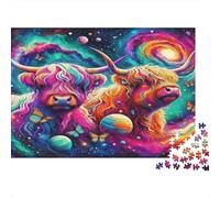 Highland Cattle Challenging Adult Jigsaws: Colorful Sacred Cows Educational Games Suitable for Decompression & Wall Decor 52x38cm/1000pcs