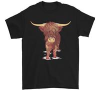 Highland Cattle Cow Scotland Scottish Mens T-Shirt 100% Cotton Black XL