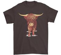 Highland Cattle Cow Scotland Scottish Mens T-Shirt 100% Cotton Dark Chocolate 2XL