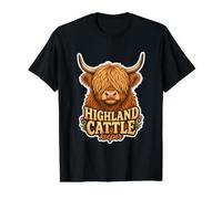 Highland Cattle Cow Scottish Farmer Gift Coo Value Graphic T-Shirt, Men, Black, S