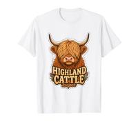 Highland Cattle Cow Scottish Farmer Gift Coo Value Graphic T-Shirt, Men, White, XL