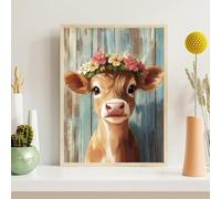 Highland Cattle Diamond Art 5D Animal Diamond Painting for Adults Full Square Drill, Crystal Rhinestone Embroidery Kit, Paint by Numbers Cross Stitch Gem Art, Home Wall Decor 40x50cm(16x20"),z@1020