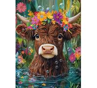 Highland Cattle Diamond Painting Kits for Adults, 5D Full Drill Square Diamond Art Kits, DIY Embroidery Cross Stitch Arts and Crafts, Crystal Art Painting for Home Wall Decor Gift 24x36 inch Q-365B