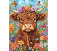 Highland Cattle Diamond Painting Kits for Adults, 5D Full Drill Square Diamond Art Kits, DIY Embroidery Cross Stitch Arts and Crafts, Crystal Art Painting for Home Wall Decor Gift 20x32 inch Q-13B