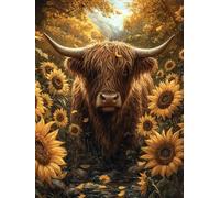 Highland Cattle Diamond Painting Kits for Adults Beginners, 5D Animal Diamond Art Kits for Kids, DIY Full Drill Gem Embroidery Crystal Art, Cross Stitch Hobbies for Adults Women, Decor 40X50cm P-68