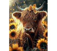 Highland Cattle Diamond Painting Kits for Adults Beginners, 5D Animal Diamond Art Kits for Kids, DIY Full Drill Gem Embroidery Crystal Art, Cross Stitch Hobbies for Adults Women, Decor 60X80cm E-96