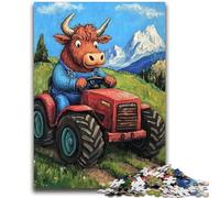 Highland Cattle Driving A Tractor Jigsaw Puzzles for Teenagers 2000 Jigsaws,Learning Educational Toys Family Games Unique Birthday And Gifts (70X100cm)