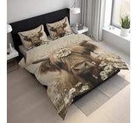Highland Cattle Duvet Cover Sets, Western Farmhouse Animal Emperor Size Bedding Sets, Soft Reversible Microfiber Quilt Cover & 2 Pillowcases, Zipper Closure, Bedroom Decor BhT19