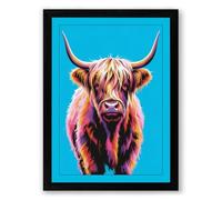 Highland Cattle Head Modern Framed Wall Art Print A3 (42×29.7cm) Black, Wall Decor for Living Room, Bedroom, Office & Home, Ready to Hang, Art Gift