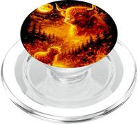 Highland Cattle Howling At The Moon, Cowgirl Western Farm PopSockets PopGrip for MagSafe