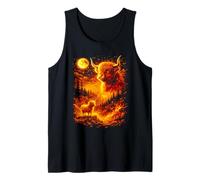 Highland Cattle Howling At The Moon, Cowgirl Western Farm Tank Top