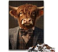 Highland Cattle in Suits 1000 Piece Jigsaw Puzzles for Teenagers Gifts,family Fun Games Is Ideal As A Gift for The Whole Family (38x26cm)