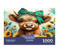 Highland Cattle Jigsaw Puzzle Puzzles 1000 Pieces Educational Games 100% Recycled Cardboard Home Decoration Puzzle Puzzle Game for The Whole for Women Puzzle for Adults 52x38cm/1000pcs