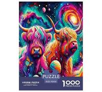 Highland Cattle Jigsaw Puzzles for Adult Challenging Puzzle Games The Impossible Challenge 1000 Pieces Difficult Hard Jigsaw Puzzles for Man And Woman with Letters on Back 70x50cm/1000pcs