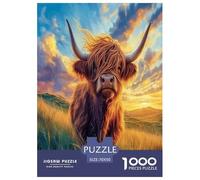 Highland Cattle Jigsaw Puzzles for Adult Educational Game Difficult Challenges 1000 Piece Difficult Hard Jigsaw Puzzles for Man And Woman with Letters on Back 70x50cm/1000pcs