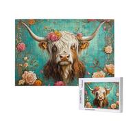 Highland Cattle Jigsaw Puzzles for Adults 1000 Animal Puzzles for Adults Wooden, Funny/Difficult/Impossible/Challenging Decompression Games, As a Birthday for Women and Men ML-404
