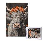 Highland Cattle Jigsaw Puzzles for Adults 120 Retro Puzzles for Adults Wooden, Funny/Difficult/Impossible/Challenging Decompression Games, As a Birthday for Women and Men ML-1050
