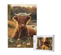 Highland Cattle Jigsaw Puzzles for Adults 1500, Animal Puzzles for Adults Wooden, Funny/Difficult/Impossible/Challenging Decompression Games, As a Birthday for Women and Men M-1419