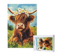 Highland Cattle Jigsaw Puzzles for Adults 2000 Flower Puzzles for Adults Wooden, Funny/Difficult/Impossible/Challenging Decompression Games, As a Birthday for Women and Men ML-1502