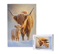 Highland Cattle Jigsaw Puzzles for Adults 300 Animal Puzzles for Adults Wooden, Funny/Difficult/Impossible/Challenging Decompression Games, As a Birthday for Women and Men ML-1208