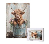 Highland Cattle Jigsaw Puzzles for Adults 300 Animal Puzzles for Adults Wooden, Funny/Difficult/Impossible/Challenging Decompression Games, As a Birthday for Women and Men ML-1072