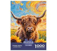 Highland Cattle Jigsaw Puzzles for Adults Gifts 1000 Piece Educational Games Home Decoration Yak in Sunflower Field Jigsaw Puzzle for Adults And Kids 38x26cm/1000pcs
