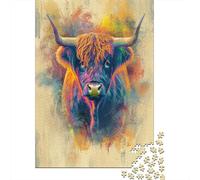 Highland Cattle Jigsaw Puzzles Puzzle for Adults Kids. 1000 Piece Abstract Background Impossible Challenge Toy Game Home Decoration for Gifts 1000pcs (75x50cm)