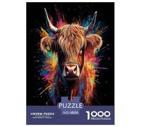 Highland Cattle Jigsaw Puzzles Puzzle for Adults Kids. 1000 Piece Whimsical Challenge Toy Educational Games Home Decoration for Educational Games Gifts 38x26cm/1000pcs