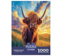Highland Cattle Jigsaw Puzzles Puzzle for Adults Kids. 1000 Piece Whimsical Challenge Toy Educational Game Home Decoration for Educational Games Gifts 38x26cm/1000pcs