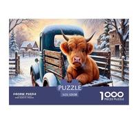 Highland Cattle Jigsaw Puzzles Puzzle for Adults Kids. 1000 Piece Winter Farm Whimsical Challenge Toy Home Decoration for Gifts 52x38cm/1000pcs