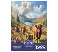 Highland Cattle Jigsaw Puzzles Puzzle for Adults Kids. 1000 Pieces Great Gifts Challenge Toy Educational Game Home Decoration for Educational Games Gifts 70x50cm/1000pcs