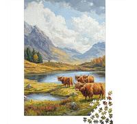 Highland Cattle Jigsaw Puzzles Puzzle for Adults Kids. 1000 Pieces Whimsical Challenge Toy Educational Games Home Decoration for Educational Games Gifts 1000pcs (75x50cm)
