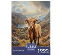 Highland Cattle Jigsaw Puzzles Puzzles for Adults Kids. 1000 Piece Impossible Challenge Toy Educational Games Home Decoration for Educational Games Gifts 70x50cm/1000pcs
