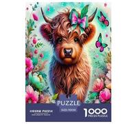 Highland Cattle Jigsaw Puzzles Puzzles for Adults Kids. 1000 Pieces Whimsical Challenge Toy Educational Game Home Decoration for Educational Games Gifts 70x50cm/1000pcs