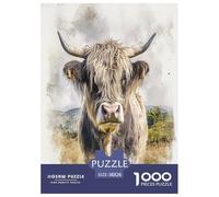 Highland Cattle Jigsaw Puzzles Puzzles for Adults Kids. 1000 Pieces Whimsical Challenge Toy Educational Game Home Decoration for Adults& Kids Age 14 Years Up 38x26cm/1000pcs