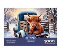 Highland Cattle Jigsaw Puzzles Puzzles for Adults Kids. 1000 Pieces Winter Farm Whimsical Challenge Toy Home Decoration for Gifts 70x50cm/1000pcs