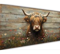 Highland Cattle Paint by Numbers for Adults 100x200cm,Flower Painting by Numbers Kits Children Beginner,DIY Canvas Adult Crafts Oil Painting with Paint Brushes Acrylic Drawing Paintwork Framed LE-1041