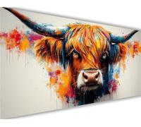 Highland Cattle Paint by Numbers for Adults,Animal Painting by Numbers Kits Children or Beginner,DIY Canvas Adult Crafts Oil Painting with Paint Acrylic Drawing Paintwork 50x100 cm Without Frame L934