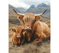 Highland Cattle Paint by Numbers for Adults, Mountain Paint by Numbers Kits On Canvas, Hobbies for Adults Women, Easy DIY Acrylic Pigment Drawing Paintwork for Gifts, 16x22in, Without Frame x-z607