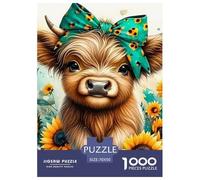 Highland Cattle Puzzle 1000 Pieces for Adults And Kids Cute Cow Classic Educational Games Impossible Puzzle Toys Birthday Gifts Beautiful Decoration 70x50cm/1000pcs
