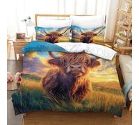 Highland Cattle Three-dimensional Printing Bedding Bedding Ensemble Highland Cattle Duvet Cover Superior Microfiber Pillow Slip Included Plush And Low-maintenance Super King（260x220cm）
