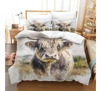 Highland Cattle Three-dimensional Printing Bedding Bedding Ensemble Highland Cattle Duvet Cover Ultra-fine Fiber Pillow Slip Included Plush And Low-maintenance Double（200x200cm）